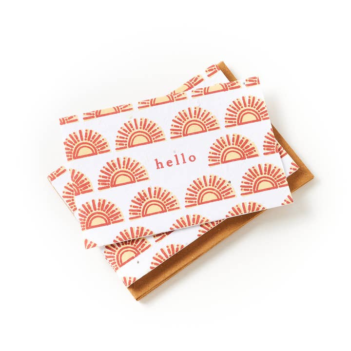 Matr Boomie Fair Trade - Wholesale Stationery/Notecard Set - Amala Sun 4x6 Seed Paper Note Cards (Set of 6) - Plantable