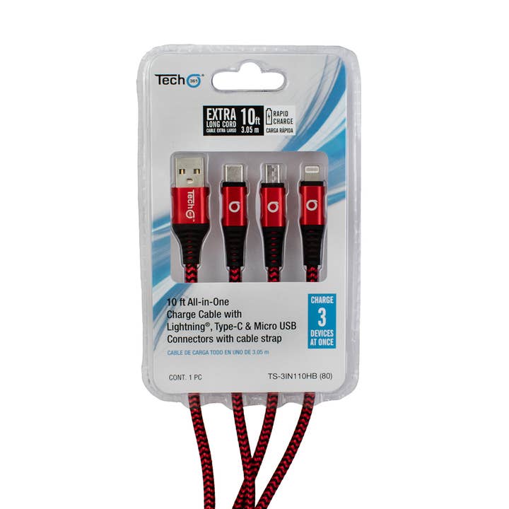 TODO EN UNO, CABLE DE CARGA TRENZADO COLGANTE DE 10 PIES CON CORREA para venta al por mayor de iTech361
