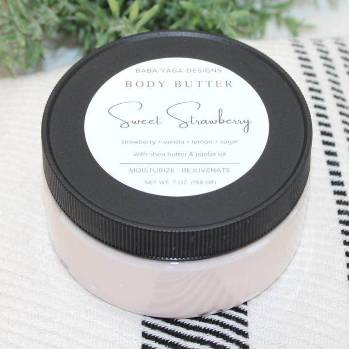 Sweet Strawberry Body Butter 7 oz, Valentine's Day Gifts for wholesale by Baba Yaga Designs LLC