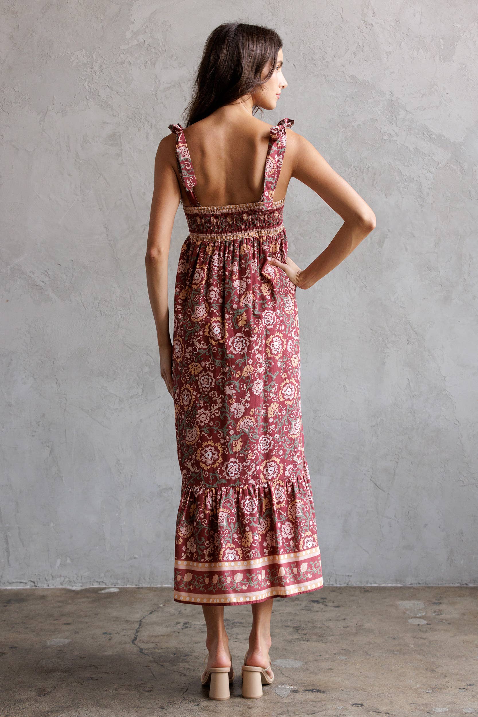 STORIA - Wholesale Dress - Women's - SJD7582 - MULTI FLORAL TIE MIDI DRESS6