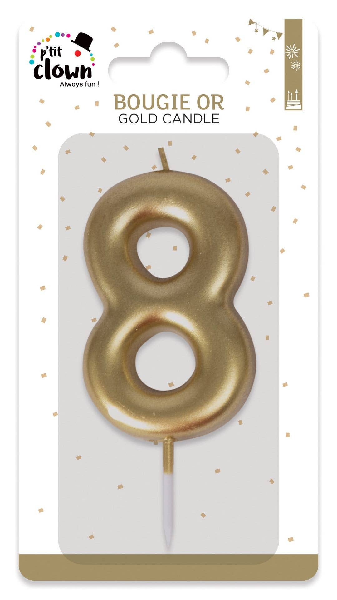 P'tit Clown - Wholesale Cake Candle - Gold Candle - Number 81
