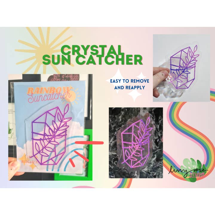 Crystal and Sage Rainbow Suncatcher, Window Sticker, Decal for wholesale by Livvy Rose Studio
