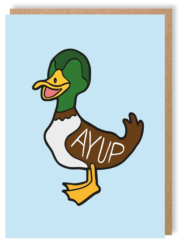 Ayup Duck Greetings Card - LukeHorton Art for wholesale by LukeHorton Art Ltd