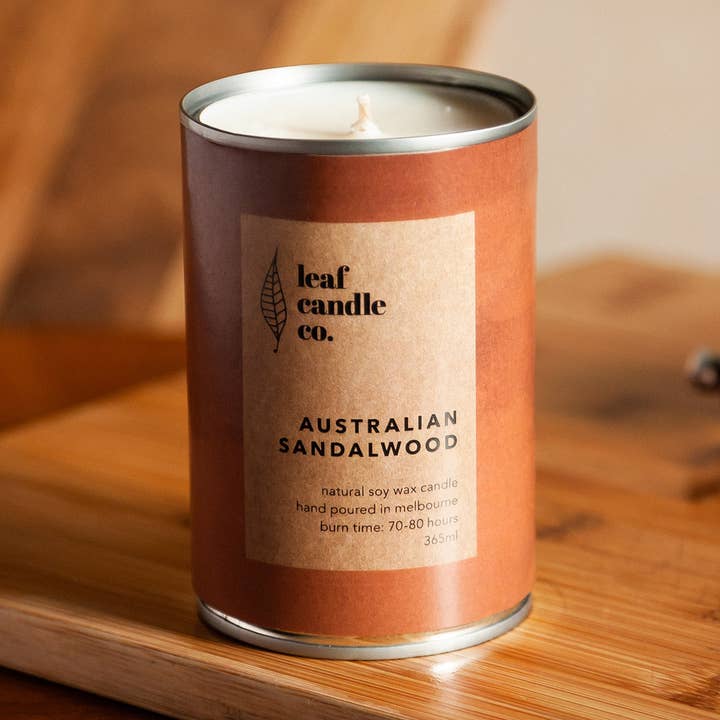 Australian Sandalwood Soy Candle | Large Candle for wholesale by Leaf Candle Co.