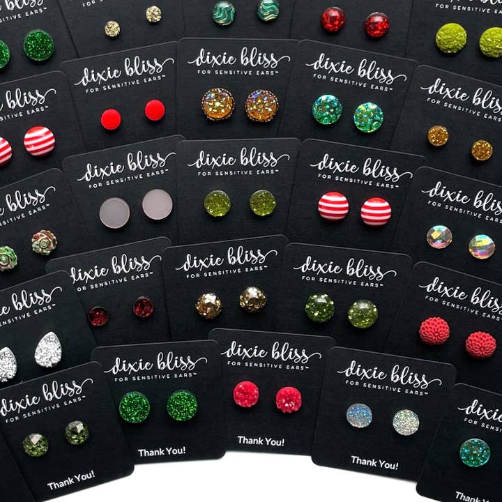 Dixie Bliss - Wholesale Stud/Post Earrings - Very Merry Christmas Promo earrings -Black Friday freebies