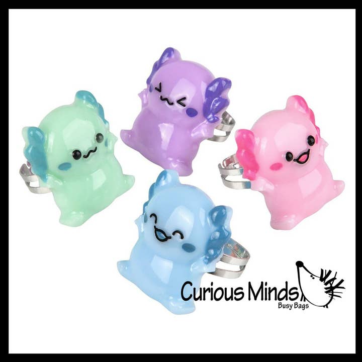 Curious Minds Toys – Brinquedo clássico - Crianças por atacado – 1 Axolotl Rings - Giro Plástico Encanta Jóias para Crianças3