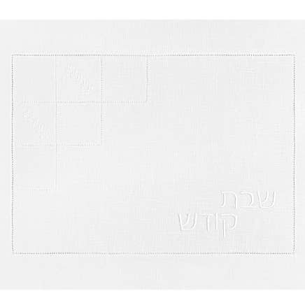 Left Side Grid Linen Challah Cover for wholesale by Lenitar