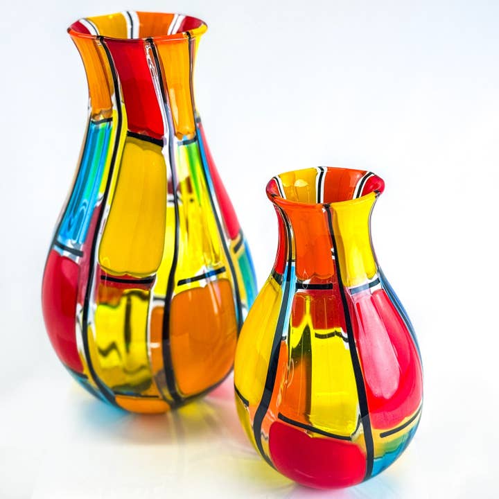 Pazzia Hourglass Vase, Signed by artist, Made in Murano, Italy for wholesale by Via Graceffo