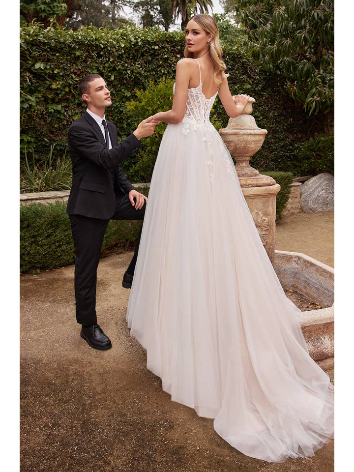 Off White LACE & TULLE A-LINE WEDDING DRESS for wholesale on Faire