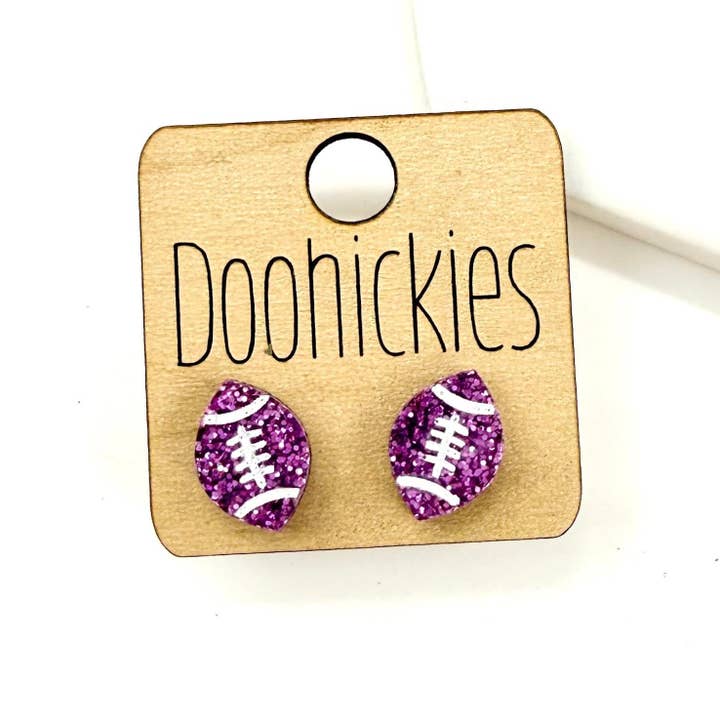 Doohickies - Wholesale Stud/Post Earrings - School Spirit Glitter Football Studs - Custom Spirit Earrings - 9 Color Options2