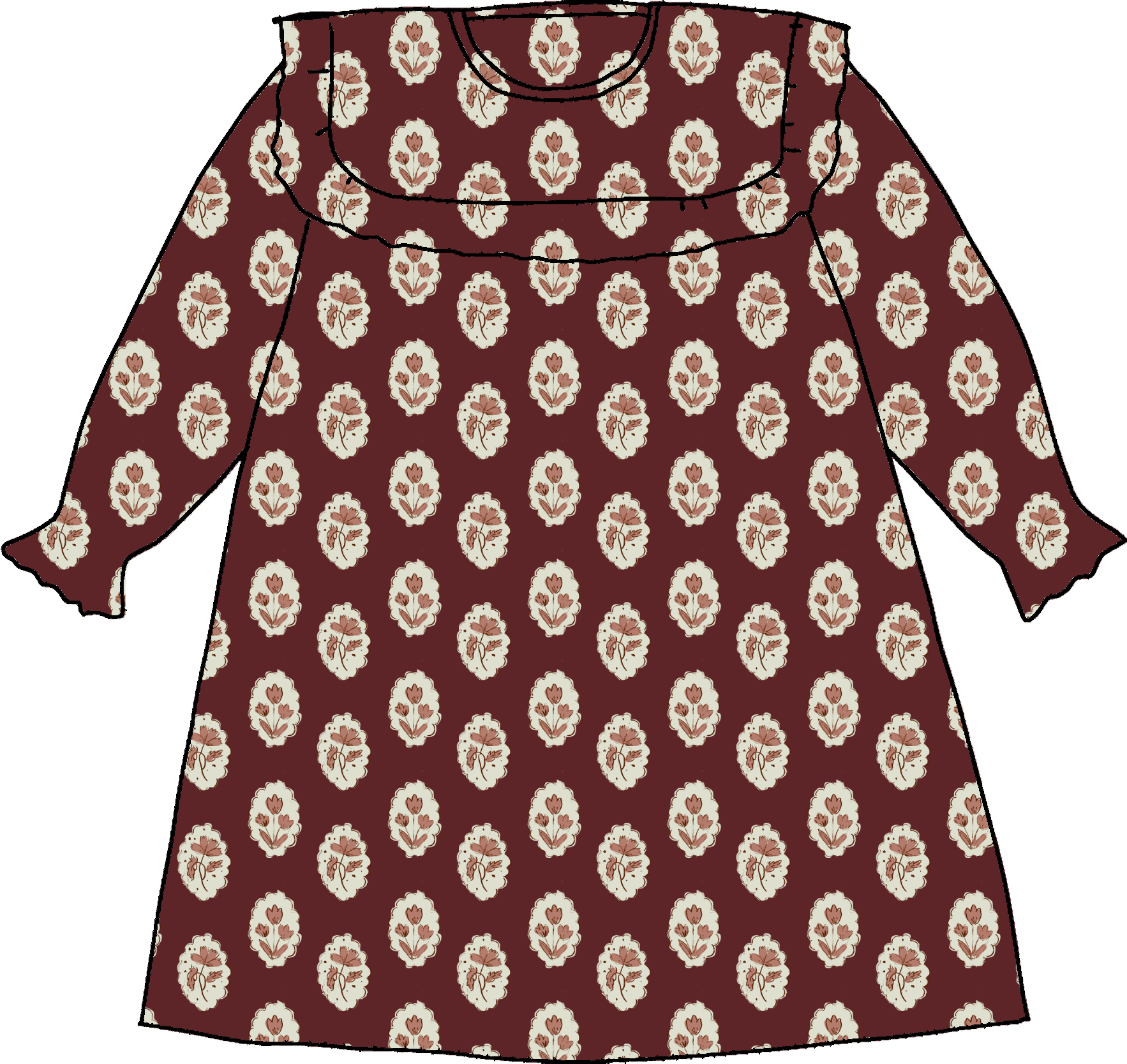 Sun House Children's - Wholesale Dress - Kids - Britta Dress in Intaglio Maroon6