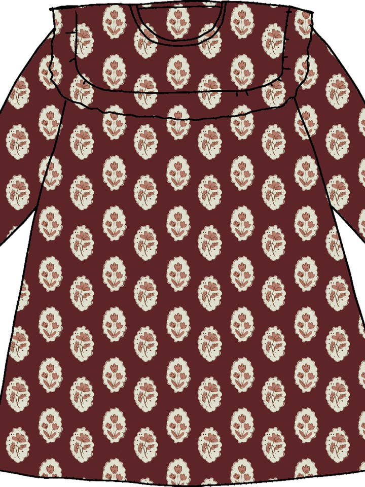Sun House Children's - Wholesale Dress - Kids - Britta Dress in Intaglio Maroon6
