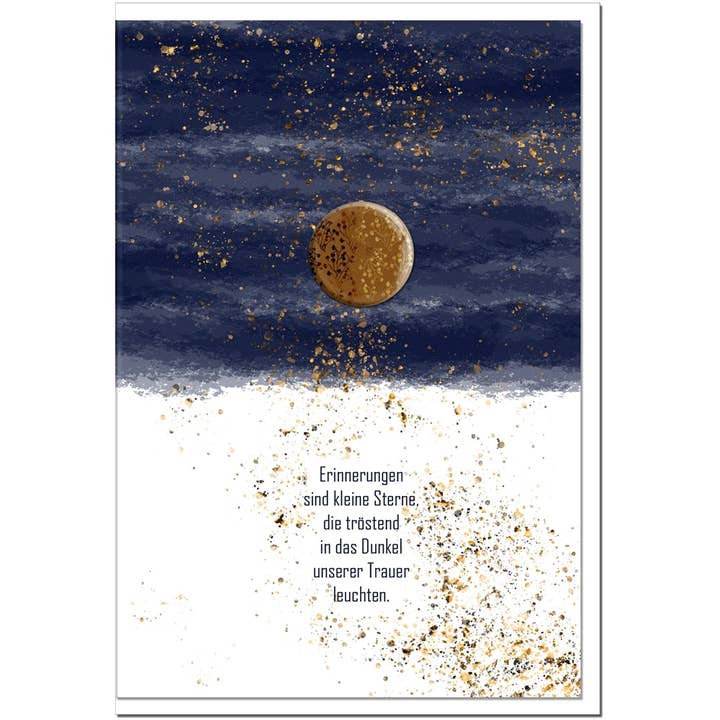 metALUm Sympathy Card B6 with 3D Decoration – Starry Night Design – Memories are Little Stars for wholesale by metALUm