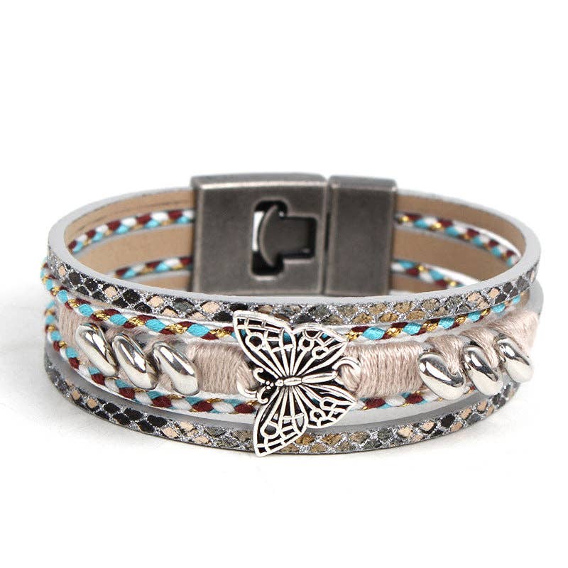 A Butterfly Multi Layer Braided Bracelet S5P617 for wholesale on Faire