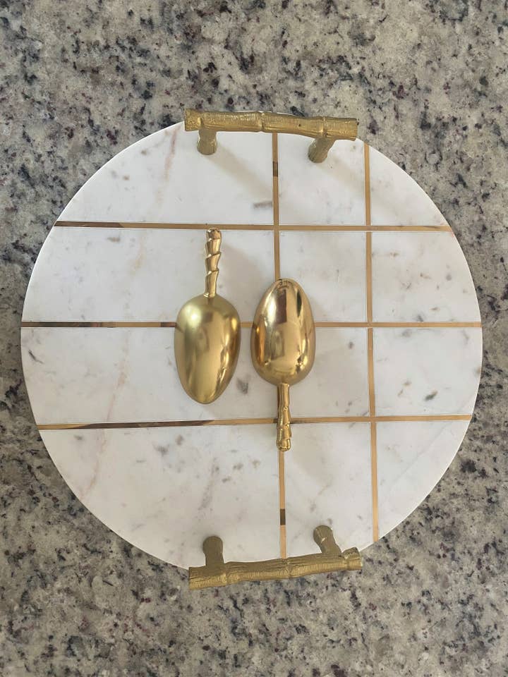 Blaine Gold Scoop with twist handle detail for wholesale by Noori Rug