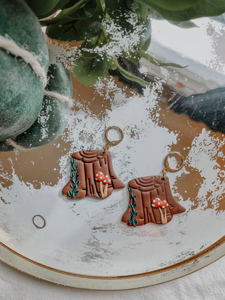 Tree Stump CLAY EARRINGS | Lightweight | Durable | Hypoaller for wholesale by River & Rose Co.