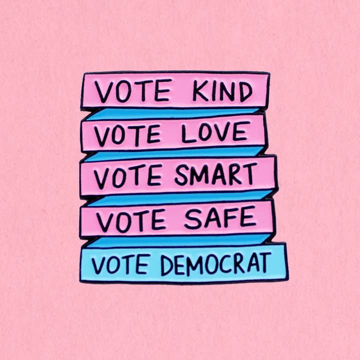 Vote Democrat enamel lapel pin for wholesale by Kate Gabrielle