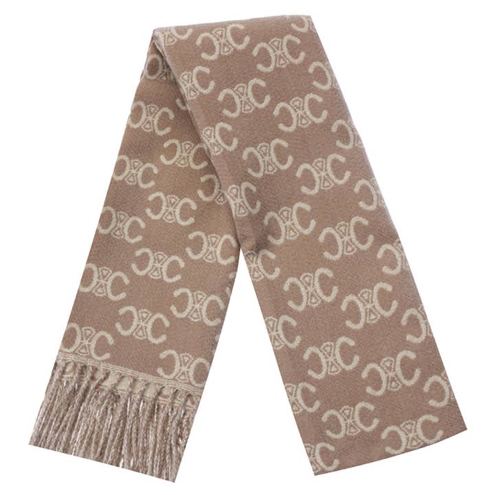 JOIA ACCESSORIES - Wholesale Scarf - Women's - SIMBOL MONOGRAM FRINGE OBLONG SCARF, LVSC 1537