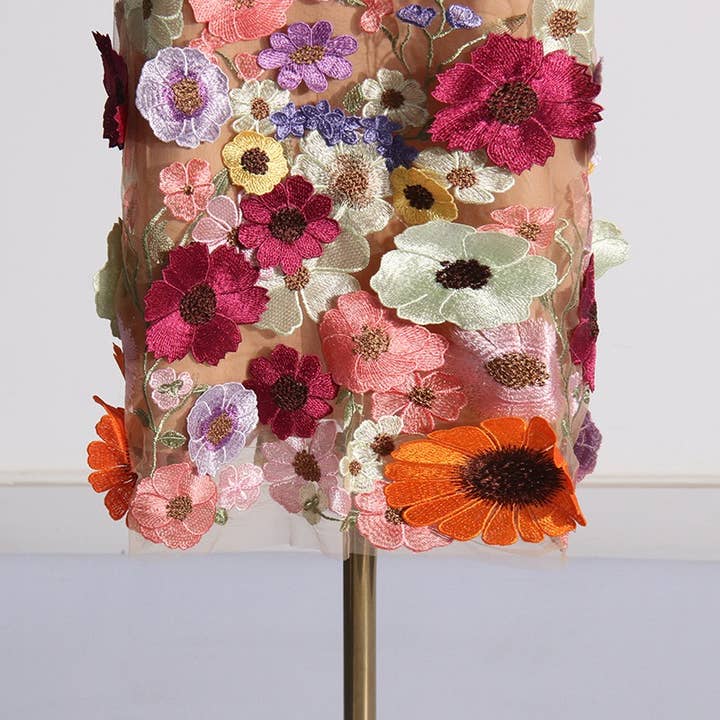 Productseeker - Wholesale Gown - Women's - DR0122 3D Floral Embroidered Slim Strapless Midi Dress16