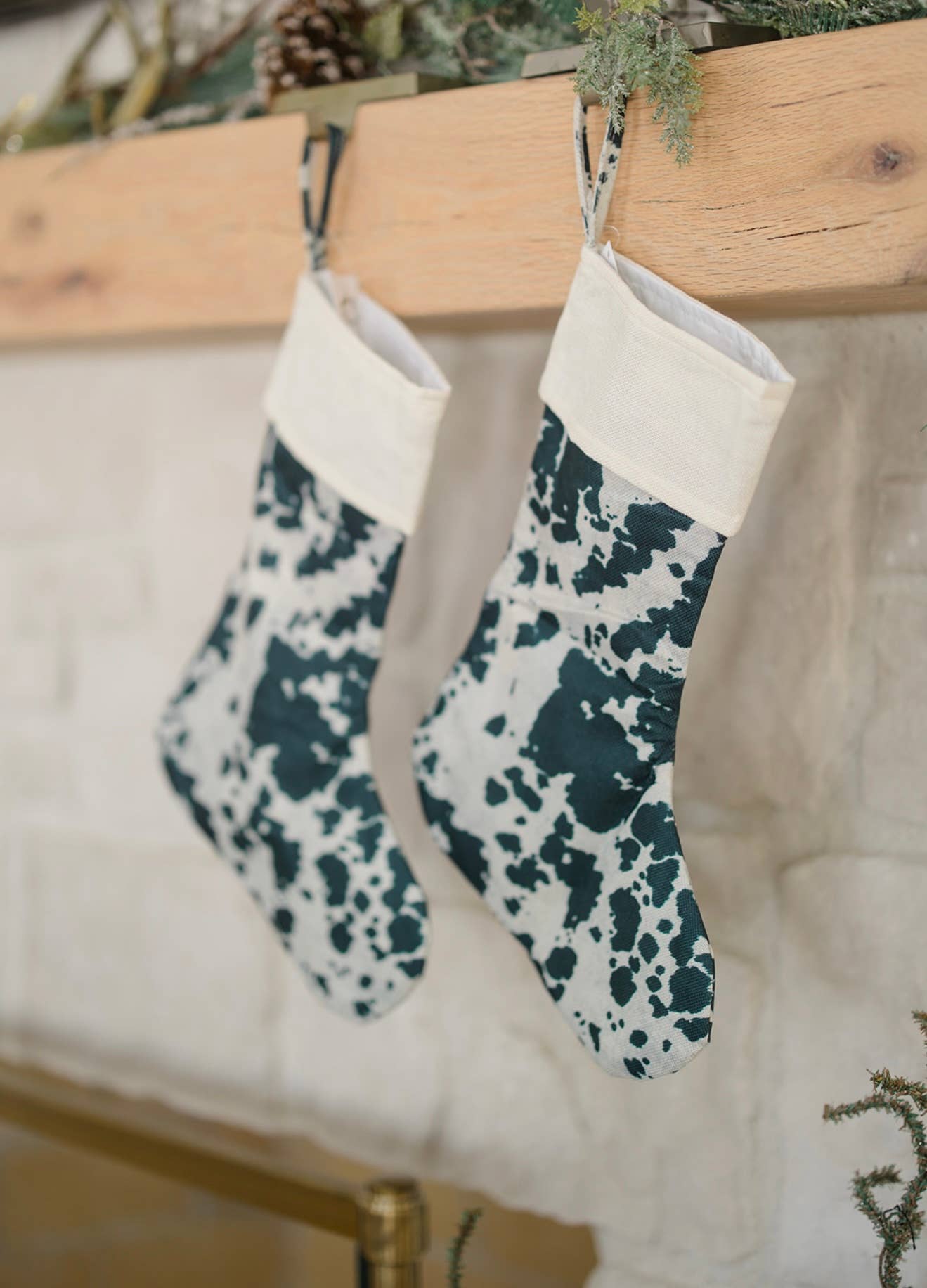 The Front Porch Label - Wholesale Holiday Stocking - Black Cowhide Christmas Stocking2