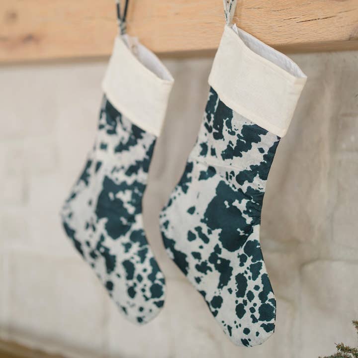 The Front Porch Label - Wholesale Holiday Stocking - Black Cowhide Christmas Stocking2