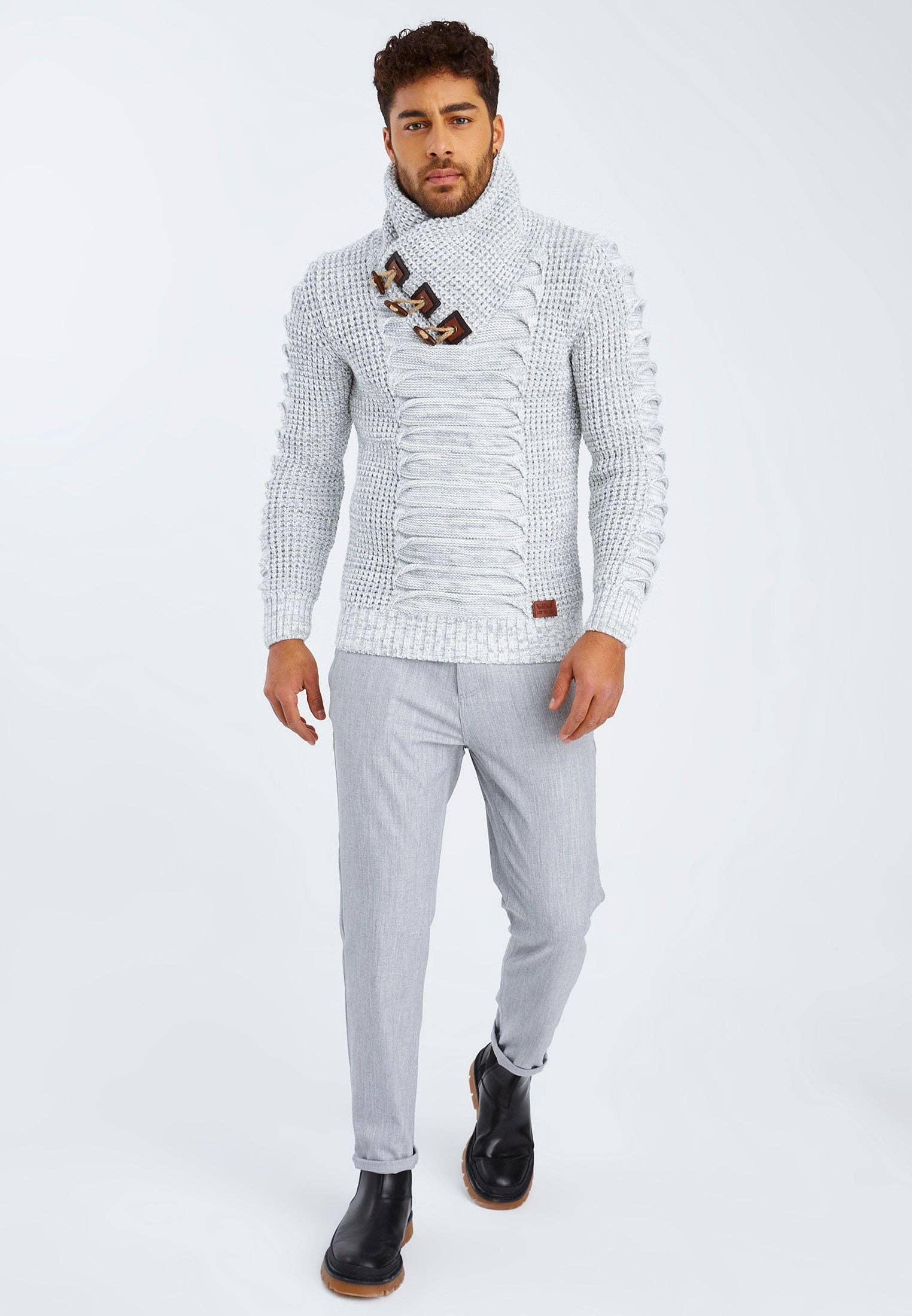 Leif Nelson GmbH - Wholesale Knit Sweater - Men's - Men's Knit Sweater Chunky Knit Shawl Collar LN-557541