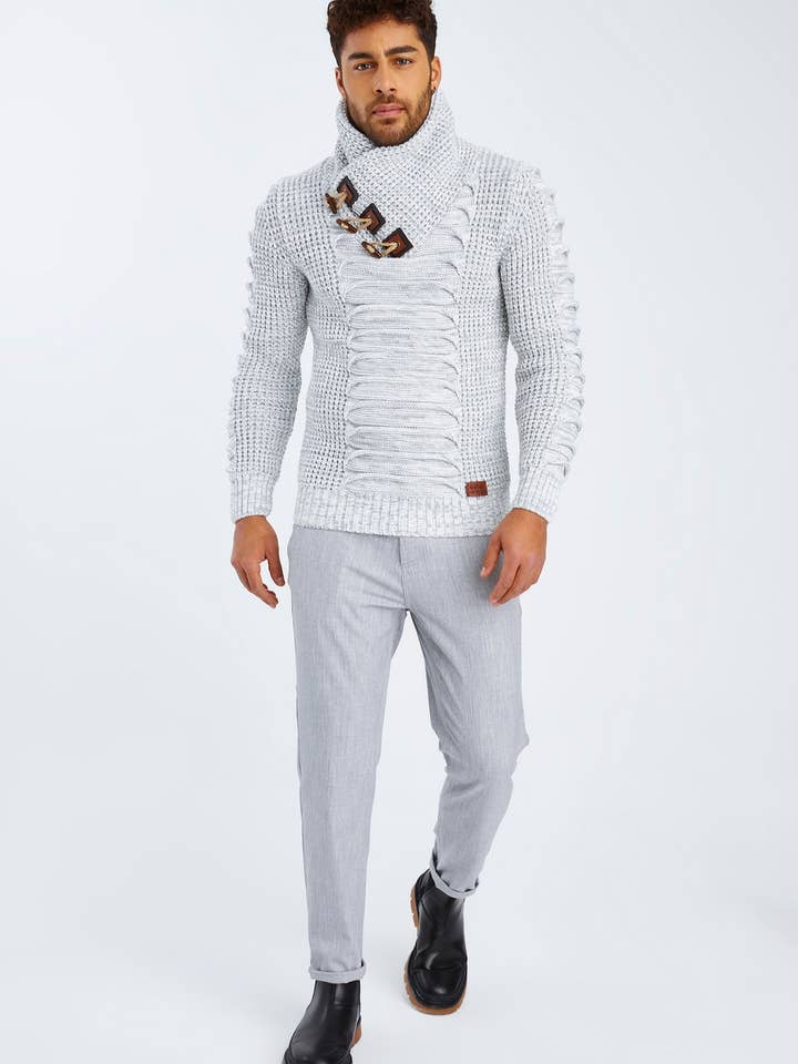Leif Nelson GmbH - Wholesale Knit Sweater - Men's - Men's Knit Sweater Chunky Knit Shawl Collar LN-557541