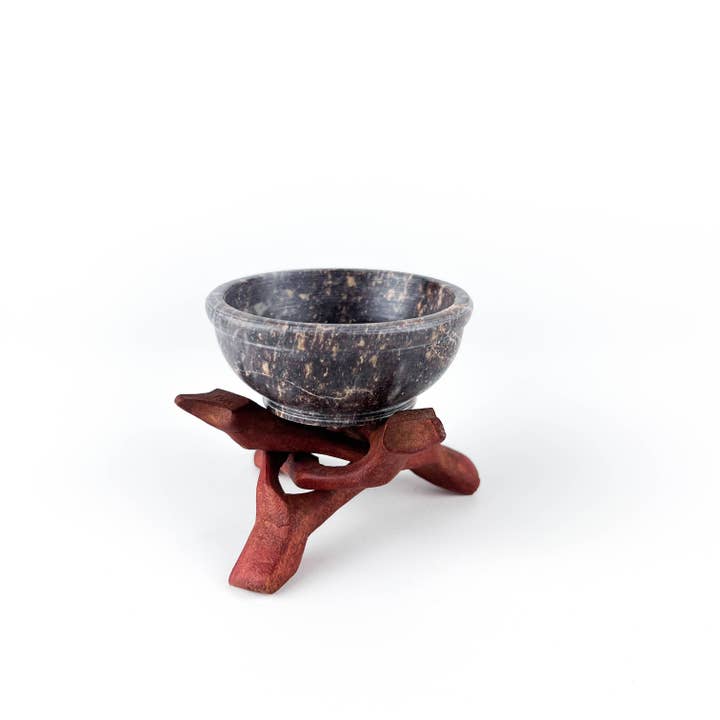 GREENROOTS USA LLC – wholesale Rökelsehållare – 4 ”Cobra Stand + 3" sten skål brännare set kol harts kottar1