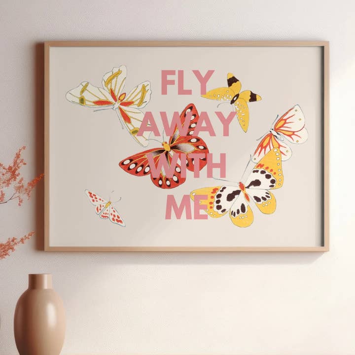 Fly Away With Me, Butterfly Art Print for wholesale by Lyonette