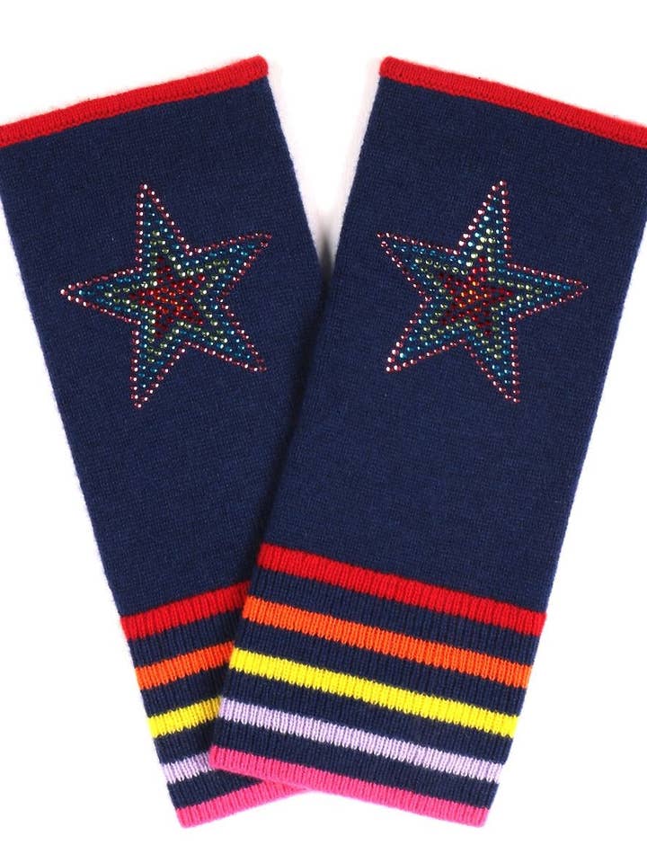Berlin Mittens in Navy with Solid Star for wholesale by Adeela Salehjee