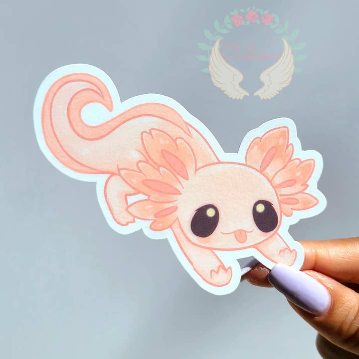 Axolotl Waterproof Vinyl Sticker for wholesale by Calisea.co