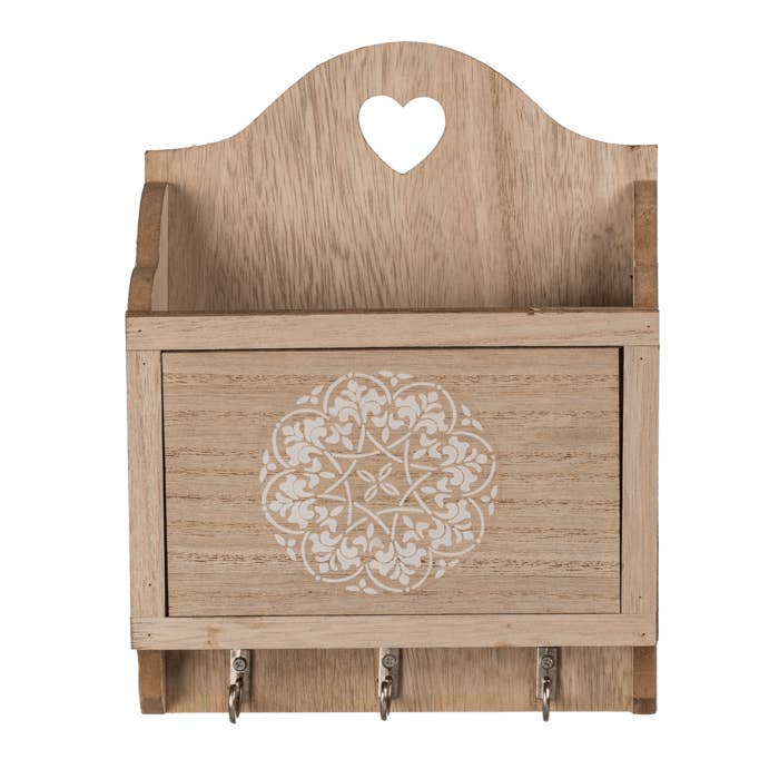 Out of the blue KG - Vente Crochets muraux - Boîte à clés en bois de couleur naturelle avec 3 crochets1