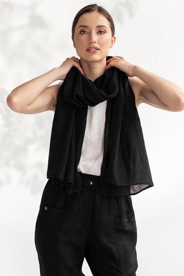 MagicLinen (We handle U.S. import procedures for you) – Großhandel Schal – Damen – Schwarzer Leinenschal