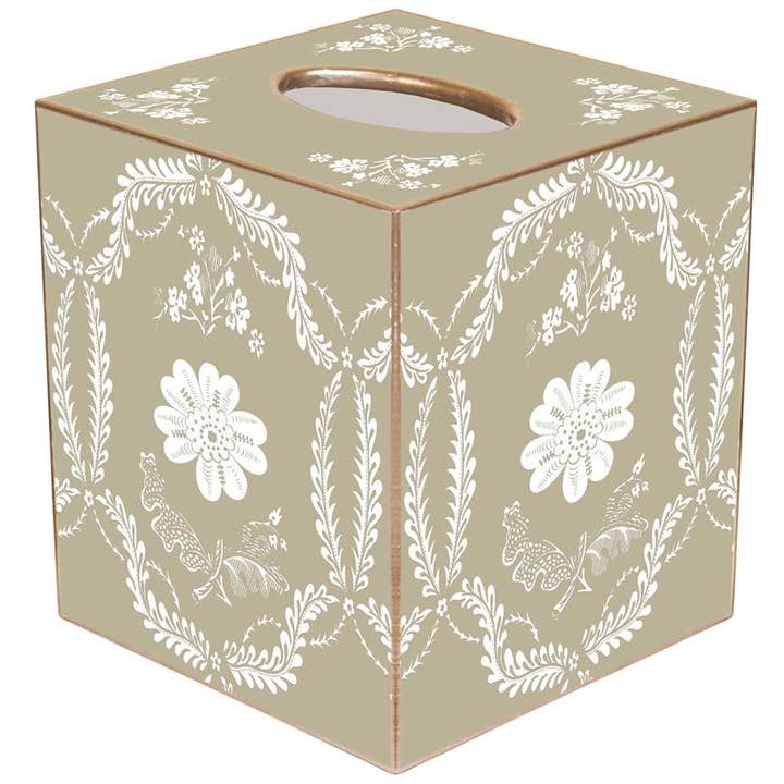 Taupe Provencial Tissue Box Cover for engroshandel hos Marye-Kelley