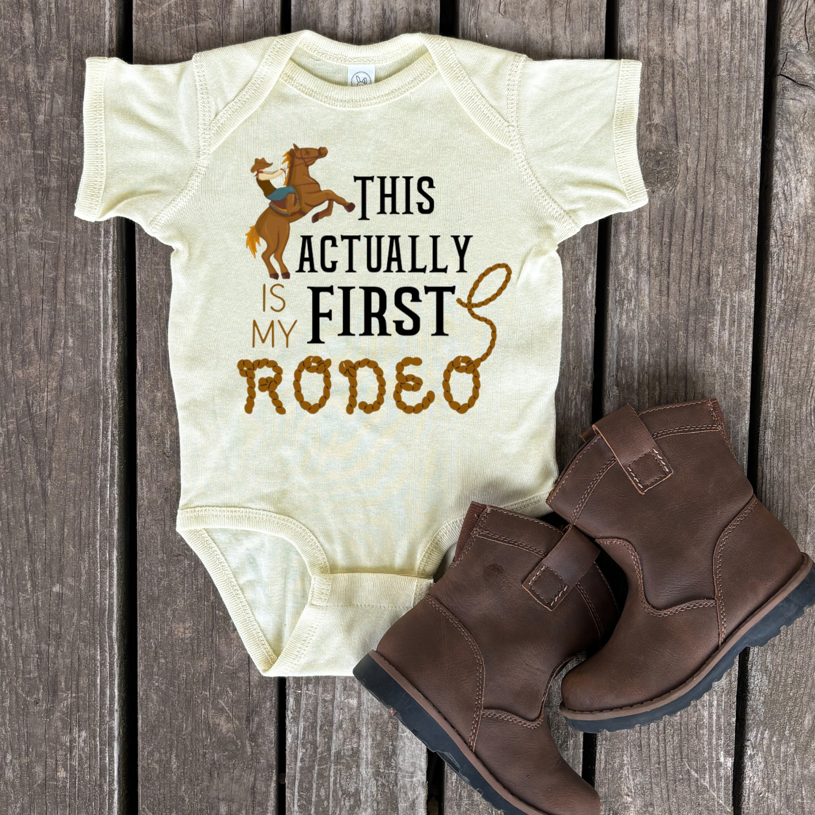 Sage & Soil – wholesale Bodysuit (non-footed) – Baby – This Actually Is My First Rodeo Infant Bodysuit1