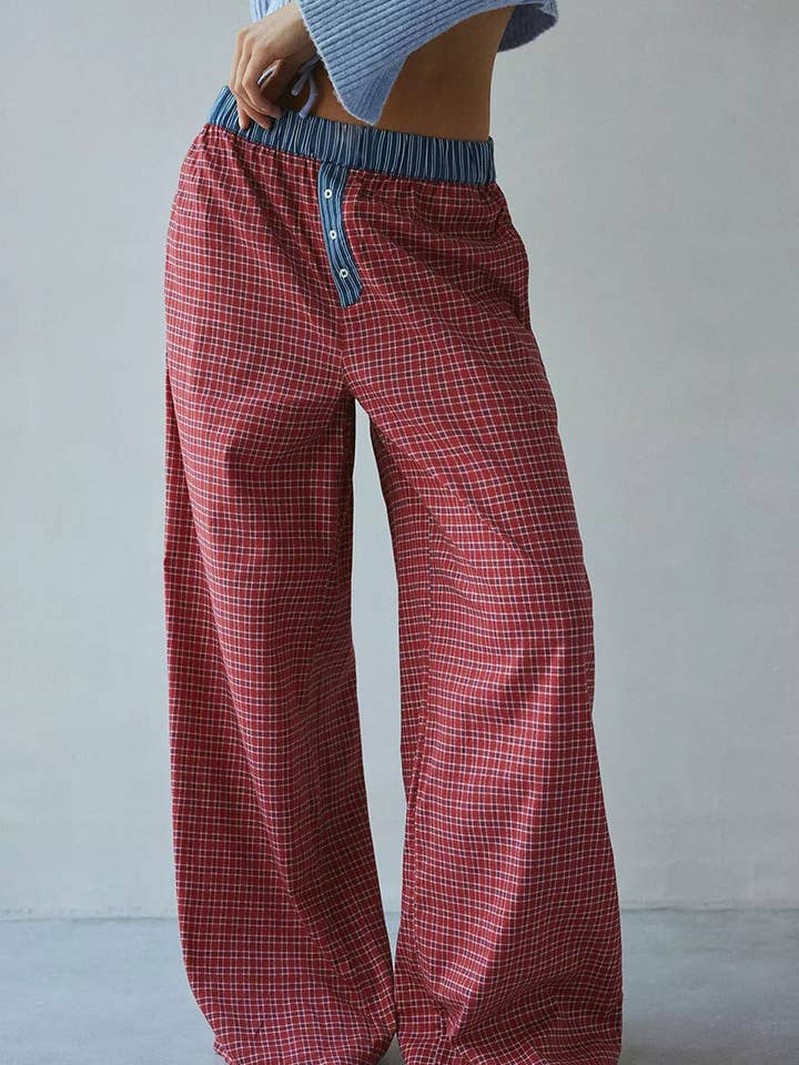 Knop-Detail Geruite Casual Broek voor wholesale door Mccolin