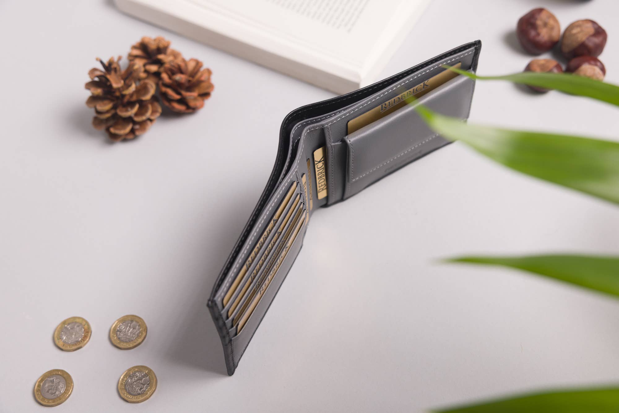 Redbrick – wholesale Wallet - Men’s – Redbrick Italian Black & Grey Bifold Leather Wallet3