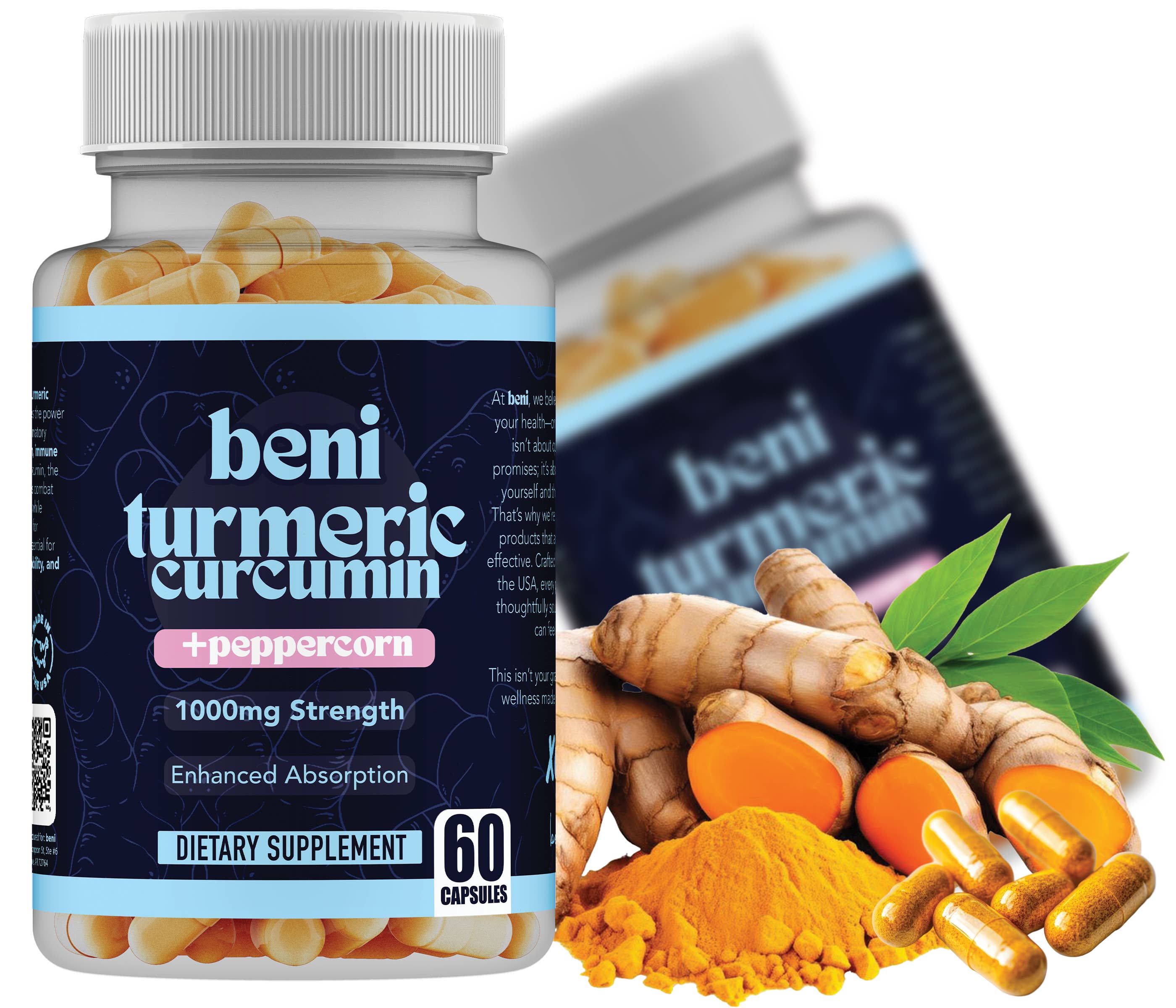 beni - Vente Supplément oral/vitamine - Gélules de Curcuma Bio + Poivre - 60 unités