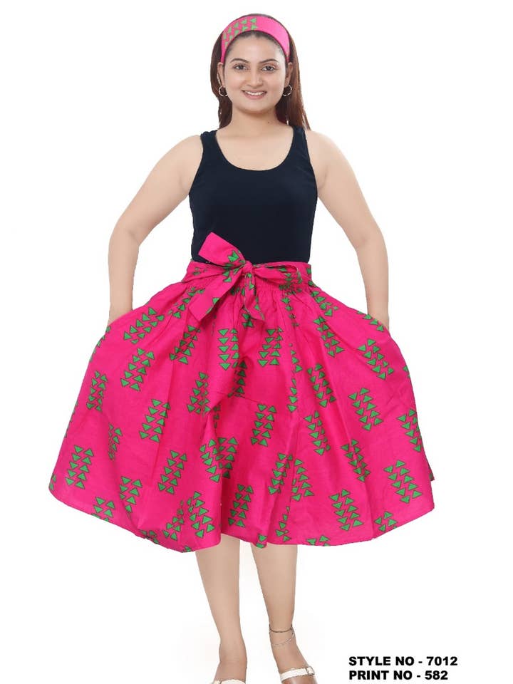 Women's African Print Mid Length Skirt 28" - One Size Fits for wholesale by KaraChic