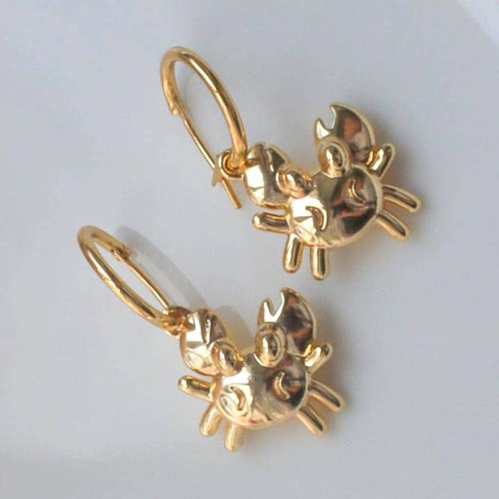 24K Gold Plated Cancer Zodiac Crab Earrings for wholesale by K's Craft House