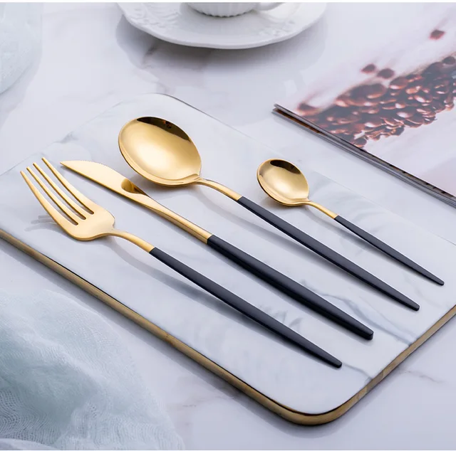 Sostraw & SmartThings – Conjunto de talheres variados por atacado – Conjunto de talheres com acabamento fosco - 5 cores disponíveis5