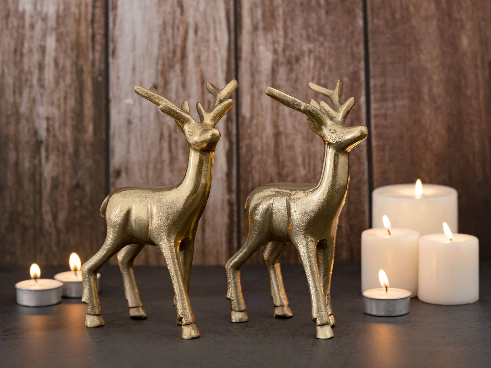 Voglrieder – Decoração de Natal por atacado – Conjunto de figuras decorativas de 2 cervos decoração de mesa figura animal metal18