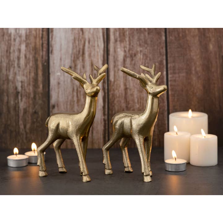 Voglrieder – Decoração de Natal por atacado – Conjunto de figuras decorativas de 2 cervos decoração de mesa figura animal metal18