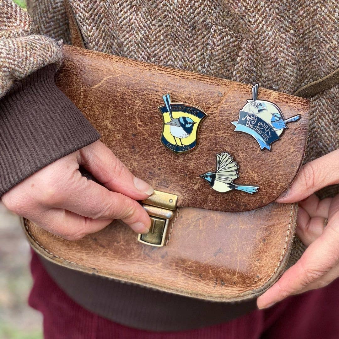 Bridget Farmer Printmaker - Wholesale Lapel pin/button - Superb Fairywren In Flight - Enamel Pin6