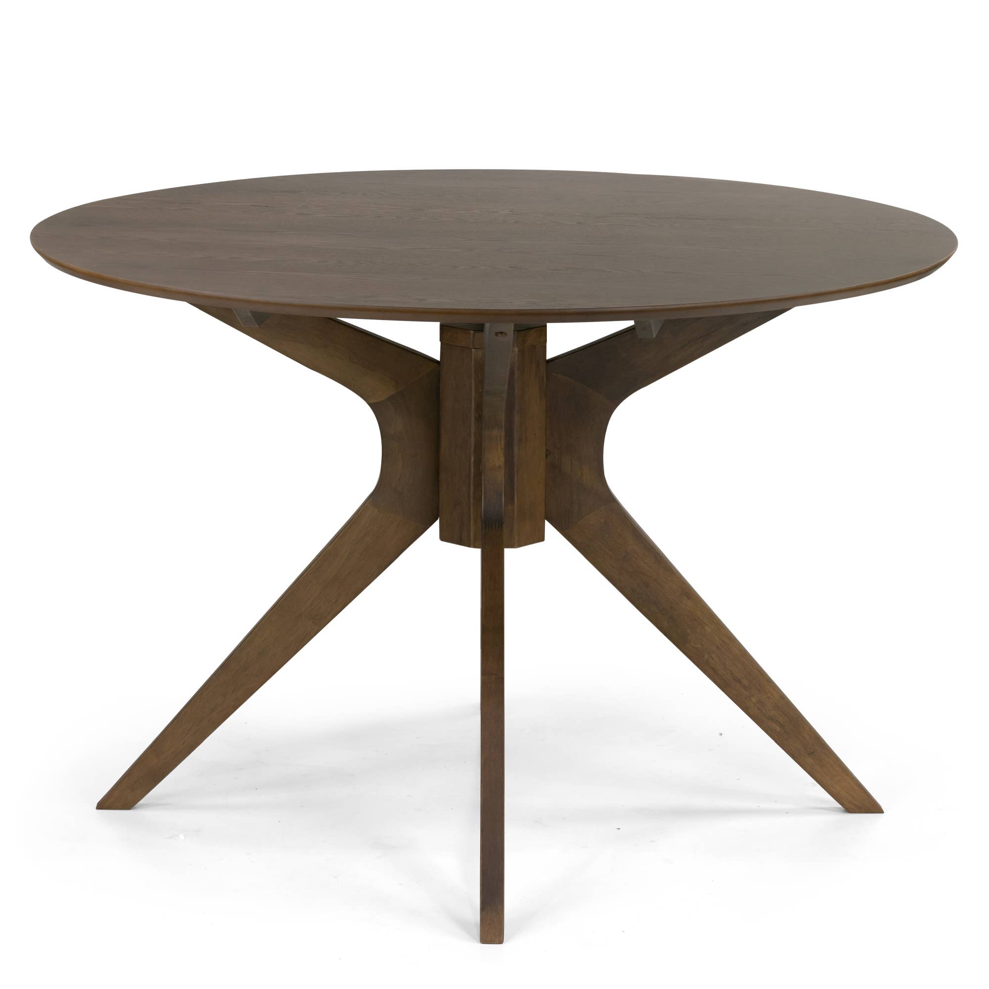 Glamour Home - Wholesale Side Table - Blair Walnut Round Wood Dining Table Starburst Style Base4