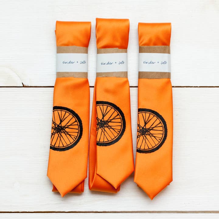 Bike Tire Skinny Tie - Orange for wholesale by Cinder + Salt