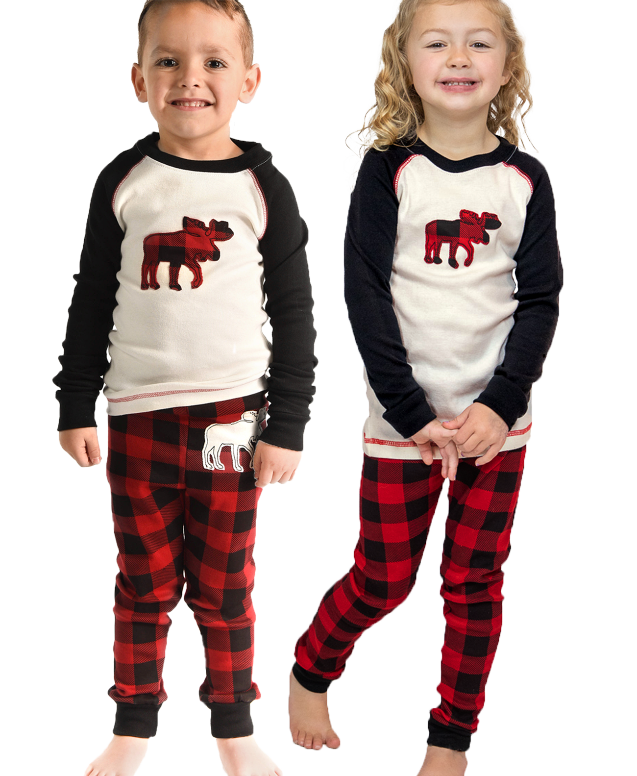 Lazy One - Wholesale Sleepwear Set - Kids - Moose Plaid Kid PJ Set3