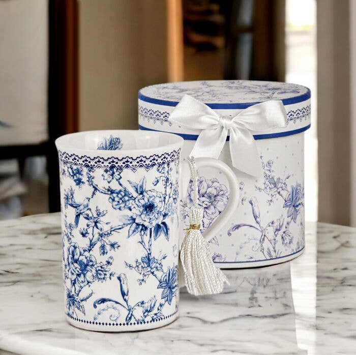 STP - Wholesale Coffee Mug - Blue Flowers Porcelain Tea/Coffee Mug in Gift Box1
