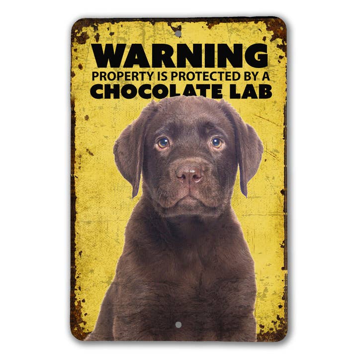 Warning Chocolate Lab Sign for wholesale by Real Cool Stickers & Stuff