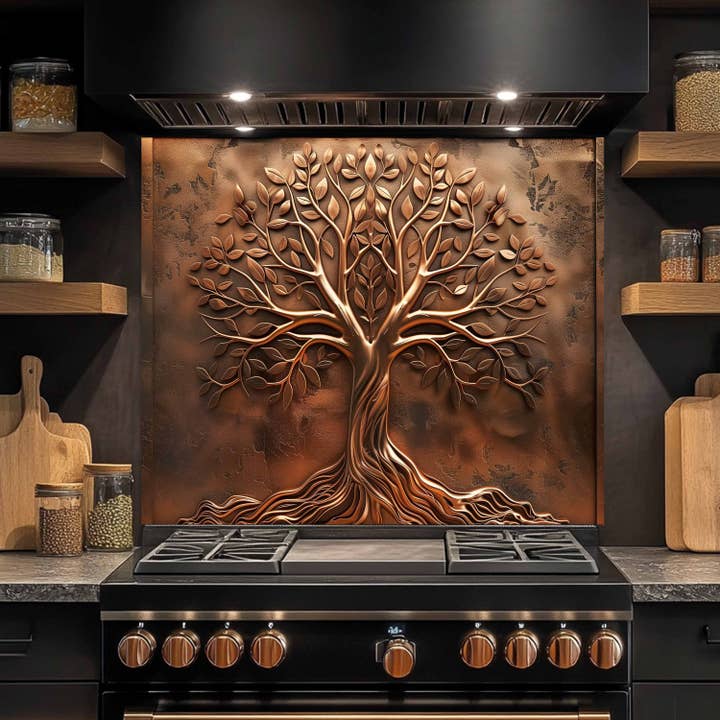 Glass Kitchen Backsplash - Wholesale Wall Accent - Custom Kitchen Backsplash – Amber Roots Tempered Glass Stove Backsplash6